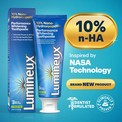 Lumineux 10% Nano Hydroxyapatite Performance Whitening Toothpaste - Fluoride Free & Gentle Whitening - Clinically Supported & Nasa-Developed Nha for Strong Enamel & Bright, Smooth Teeth (3.75 Oz)
